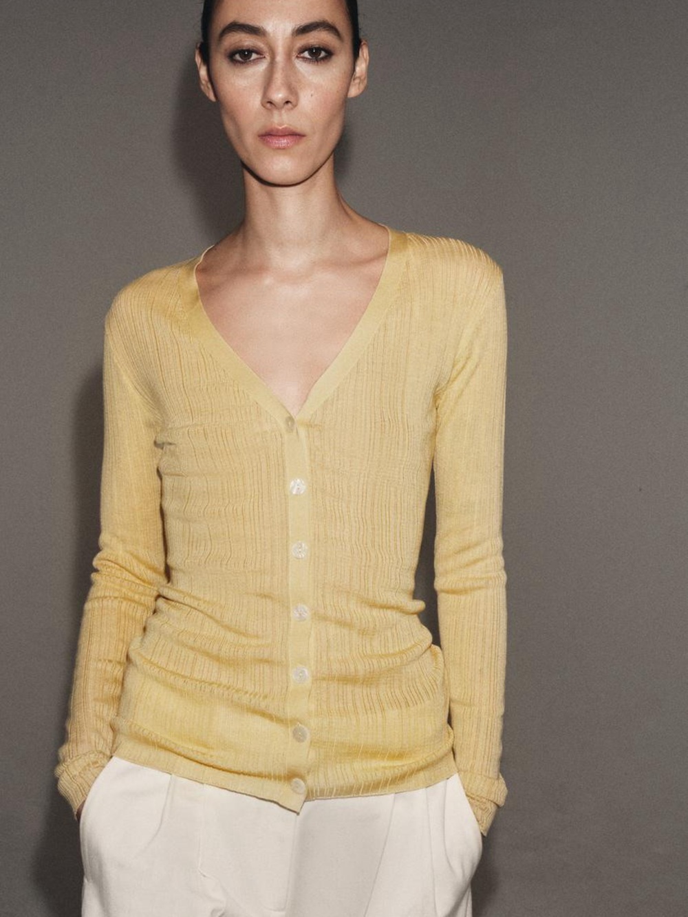 Zara Rib knit cardigan Yellow 5755/029/300
